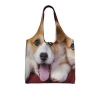 Welsh Corgi Dog,Reusable Tote Bags Grocery Bags Large Capacity Canvas Shopping Shoulder bag