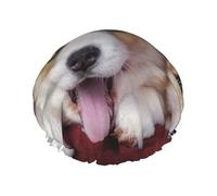 Welsh Corgi Dog,Shower Cap Nightcap Double Layer Waterproof Elastic Bath Cap Reusable Hair Cap