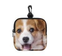 Welsh Corgi Dog, Square Zipper Storage Bag, Neoprene Coin Purse, Small Wallets, Change Pouch, Change Purse