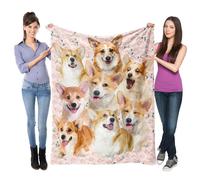 Welsh Corgi Dog Throw Blanket,Welsh Corgi Gifts for Dog Lovers,Soft Flannel Blanket Throw,Gift for Women Kid Girls Halloween Christmas 60"x80"