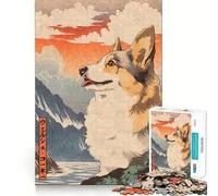 Welsh Corgi Dog Woodblock 1000 Piece Puzzle For Adults Mind Skill Play Laser Cut for Flawless Fit Rewarding Activity for Rainy Days (38x52cm)
