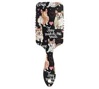 Welsh Corgi Dogs Pink Hearts Seamless On Dark Paddle Brush Hair Brush, Plastic Soft Nylon Pins Air cushion comb, Detangle Anti-Static Dry Wet Hair Hairbrush for Smoothing Women Men Hair