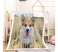 Welsh Corgi Flannel Blanket Animals Throws for Sofas, Soft Cosy, Lightweight Fluffy Plush Throw Blanket for Bed, 3D Print Design Throw Adults Kids Bedroom Decor 50x60inch