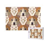 Welsh Corgi Head Pattern,1000 Pieces Wooden Jigsaw Family Game Jigsaw Puzzles for Adults Teens Home Decor