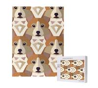 Welsh Corgi Head Pattern,500 Pieces Wooden Jigsaw Family Game Jigsaw Puzzles for Adults Teens