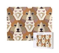 Welsh Corgi Head Pattern,500 Pieces Wooden Jigsaw Family Game Jigsaw Puzzles for Adults Teens Home Decor
