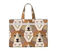 Welsh Corgi Head Pattern,Canvas Document Bag Zipper File Tote Bag Handbag Briefcase for School Office