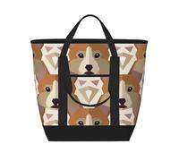 Welsh Corgi Head Pattern,Lunch Bags Large Capacity Insulated Tote Bag For Women Men Work Picnic Travel