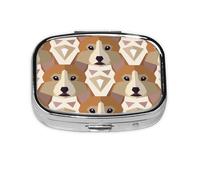 Welsh Corgi Head Pattern,Meta Pill Box 2 Compartment Medicine Case,Portable Organizer