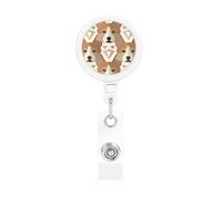 Welsh Corgi Head Pattern, Retractable Badge Holder,Badge Reels Holder with ID Clip Alligator Clip