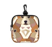 Welsh Corgi Head Pattern, Square Zipper Storage Bag, Neoprene Coin Purse, Small Wallets, Change Pouch, Change Purse