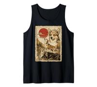 Welsh Corgi Howling Vintage Ukiyo-e Japanese Art Tank Top