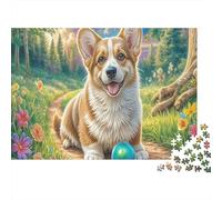 Welsh Corgi Jigsaw Puzzle Corgi Playing with A Ball Puzzle Impossible Hard Difficult Challenging Great Gift Idea 38x26cm/1000pcs
