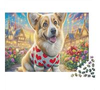 Welsh Corgi Jigsaw Puzzle Corgi with Polka-dot Bandana Puzzle for Adults Fun And Challenging Family Game for Adults 70x50cm/1000pcs