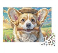 Welsh Corgi Jigsaw Puzzle for Adults 1000 Pieces Fun Challenging Puzzle, Lively Pet Family Puzzles Game Gift, Interlock Perfectly Home Decoration Puzzle 38x26cm/1000pcs