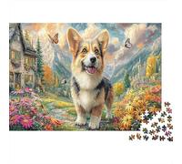 Welsh Corgi Jigsaw Puzzle for Game 1000 Pieces Flower-Lined Path for Beginners Puzzle Starters Anxiety Relief Small Gift Idea 70x50cm/1000pcs