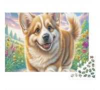 Welsh Corgi Jigsaw Puzzle Running Corgi in A Meadow Jigsaw Puzzles Theme:Romantic Street Great Gift Idea 38x26cm/1000pcs