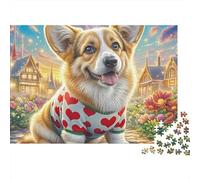 Welsh Corgi Jigsaw Puzzles for Adults 1000 Piecese Letter on Back Lively Pet No Dust, Home Decor Birthday Party Gift Toy for Men Women Olders Seniors 70x50cm/1000pcs