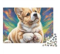 Welsh Corgi Jigsaw Puzzles for Adults 1000 Piecese Letter on Back Lively Pet No Dust, Home Decor Birthday Party Gift Toy for Men Women Olders Seniors 38x26cm/1000pcs