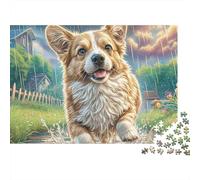 Welsh Corgi Jigsaw Puzzles for Adults 1000 Piecese Letter on Back Lively Pet No Dust, Home Decor Birthday Party Gift Toy for Men Women Olders Seniors 70x50cm/1000pcs
