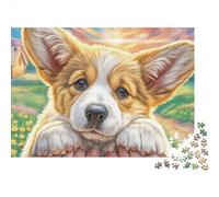 Welsh Corgi Jigsaw Puzzles for Adults 1000 Piecese Letter on Back Lively Pet No Dust, Home Decor Birthday Party Gift Toy for Men Women Olders Seniors 52x38cm/1000pcs