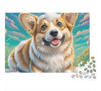 Welsh Corgi Jigsaw Puzzles for Adults 1000 Piecese Letter on Back Lively Pet No Dust, Home Decor Birthday Party Gift Toy for Men Women Olders Seniors 52x38cm/1000pcs