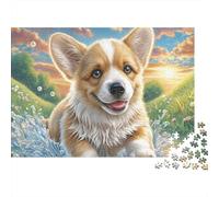 Welsh Corgi Jigsaw Puzzles for Adults 1000 Piecese Letter on Back Lively Pet No Dust, Home Decor Birthday Party Gift Toy for Men Women Olders Seniors 52x38cm/1000pcs