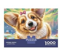 Welsh Corgi Matte Thick Cardboard 1000 Piece Bloom Field Trot Jigsaw Puzzle for Adults Premium Cardboard Quiet Time Home Leisure 38x26cm/1000pcs
