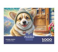 Welsh Corgi Matte Thick Cardboard 1000 Piece Cottage Stand Jigsaw Puzzle for Adults Premium Cardboard Quiet Time Home Leisure 38x26cm/1000pcs