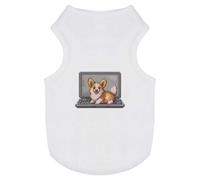 'Welsh Corgi on Laptop Pixel Art' Pet Dog/Cat T-Shirt (PT00138872)