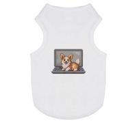 'Welsh Corgi on Laptop Pixel Art' Pet Dog/Cat T-Shirt (PT00138873)