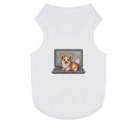 'Welsh Corgi on Laptop Pixel Art' Pet Dog/Cat T-Shirt (PT00138874)