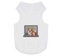 'Welsh Corgi on Laptop Pixel Art' Pet Dog/Cat T-Shirt (PT00138875)