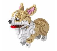 Welsh Corgi (Pembroke) dog. Figure to assemble with nanoblocks. 950 pieces.