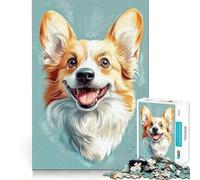 Welsh Corgi Portrait 1000 Piece Jigsaws for Adults Brain Recall Game Tight Interlock No Gaps Calming Mental Break Activity (38x26cm)