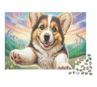 Welsh Corgi Puzzle Playful Corgi Reaching Out Jigsaw Puzzle Theme:Romantic Street for Wall Decoration 52x38cm/1000pcs