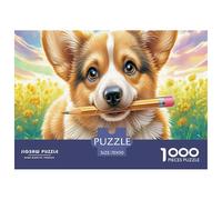Welsh Corgi Recycled Board Puzzle: Corgi Holding A Stick for Adults And Kids Age 12 Years Great Gift 70x50cm/1000pcs