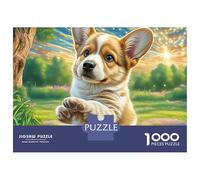 Welsh Corgi Recycled Cardboard 1000 Piece Jigsaw Puzzles Corgi Raising Paw Classic Educational Games for Families 70x50cm/1000pcs
