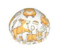 Welsh Corgi,Shower Cap Nightcap Double Layer Waterproof Elastic Bath Cap Reusable Hair Cap