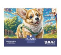 Welsh Corgi Smooth Sturdy Cardboard 1000 Piece Sunny Meadow Side Stand Jigsaw Puzzle for Adults Framable Art Group Activity 38x26cm/1000pcs