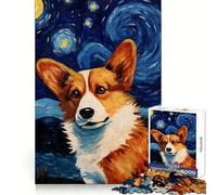 Welsh Corgi Starry Night 1000 Piece Jigsaw Puzzles Clear Thinking Soft Distraction Precise Edges Meaningful Gift (38x52cm)