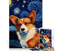 Welsh Corgi Starry Night 1000 Piece Jigsaw Puzzles Clear Thinking Soft Distraction Precise Edges Meaningful Gift (50x75cm)