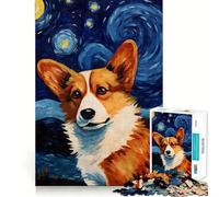 Welsh Corgi Starry Night Jigsaw Puzzle 1000 Pieces Cognitive Fun Play High Precision Die Cut Unique Gift for Stress Relief (50x75cm)