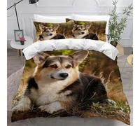 Welsh Corgi Super King Duvet Cover Set 3D Printed Dogs Bedding Set Ultra Soft Microfiber Quilt Cover 220x260 cm with 2 Pillowcases with Zipper for Boys Girls Teens a.1979