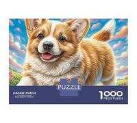 Welsh Corgi Thick Framable Art 1000 Pieces Bloom Field Joyful Dash Puzzle for Adults Stress Relief Matte Cardboard Quiet Time Hobby 38x26cm/1000pcs