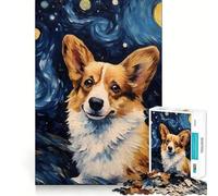 Welsh Corgi Van Gogh 1000 Piece Jigsaw Puzzles for Teenagers Recall Fun Play Tight Interlock No Gaps Family Fun Night Activity (50x75cm)