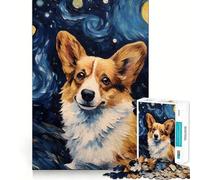 Welsh Corgi Van Gogh Adult Jigsaw Puzzles1000 Pieces Brain Game Gift High Precision Die Cut Relaxing Indoor Group Activity (38x26cm)