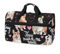 Welsh Corgi Watercolor Travel Duffel Bag for Men Women Boys Girls Teens,Oversized Sports Gym Bag with Shoes Compartment Overnight Weekend Yoga Workout Bag Training Handbag