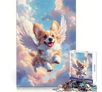 Welsh Corgi with Angel Wings 1000 Piece Jigsaw Puzzles Clear Thinking Soft Distraction Precise Edges Meaningful Gift (50x75cm)
