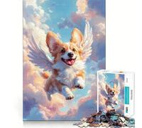 Welsh Corgi with Angel Wings Jigsaw Puzzles1000 Pieces Recall Skill Fun Professional Grade Cutting Thoughtful Gift for Mind Activity (50x75cm)